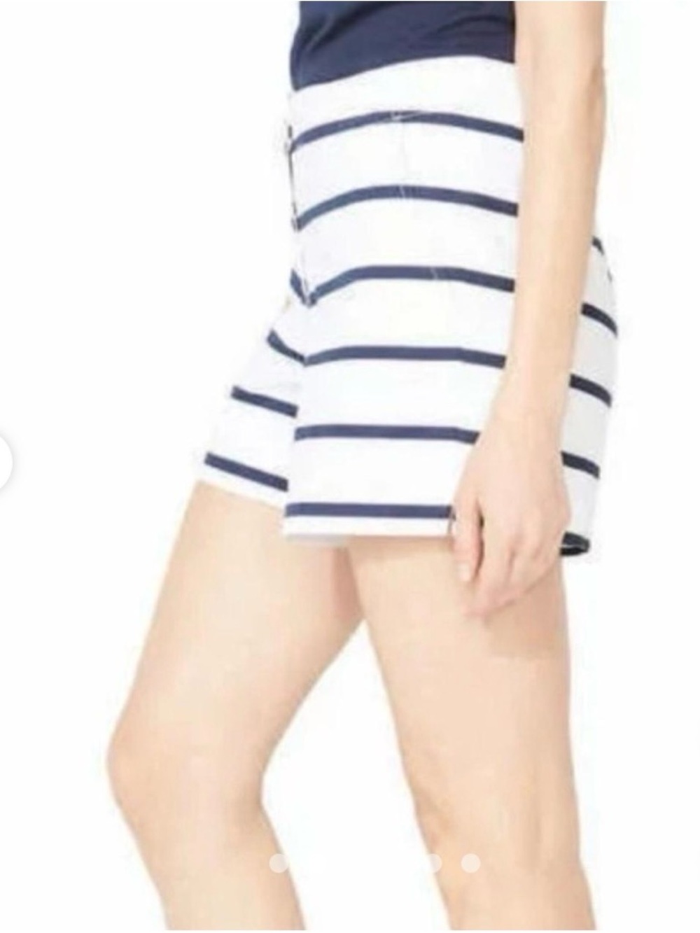 Nautica White and Navy Striped Women's Comfort Short Sz 6 Cotton Stretch